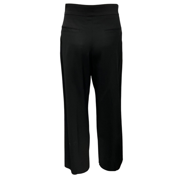 LOEWE BLACK / TAN LAMB LEATHER TRIMMED VISCOSE STRETCH PANTS - Picture 3 of 5